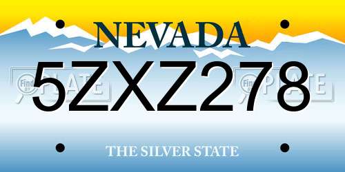 5ZXZ278 Nevada License Plate