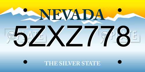 5ZXZ778 Nevada License Plate