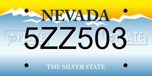 5ZZ503 Nevada License Plate