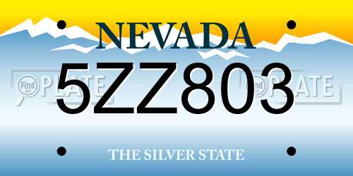 5ZZ803 Nevada License Plate