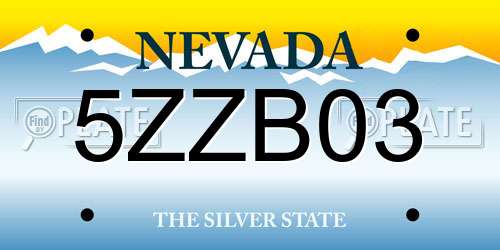 5ZZB03 Nevada License Plate