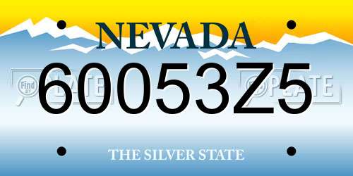 60053Z5 Nevada License Plate