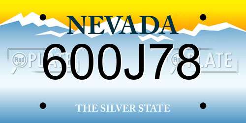 600J78 Nevada License Plate