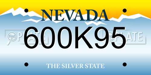 600K95 Nevada License Plate