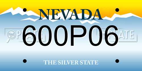 600P06 Nevada License Plate