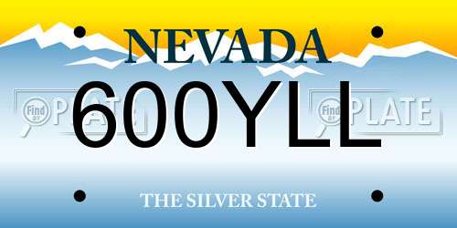 600YLL Nevada License Plate