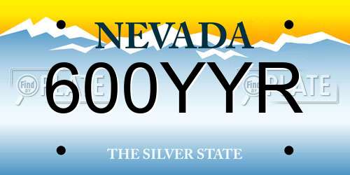 600YYR Nevada License Plate
