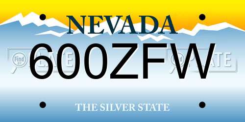 600ZFW Nevada License Plate