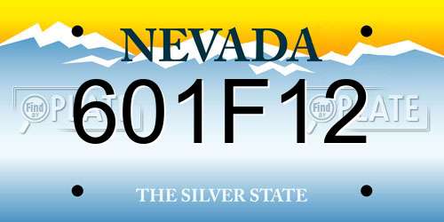 601F12 Nevada License Plate