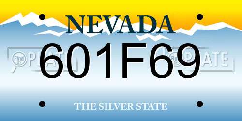 601F69 Nevada License Plate