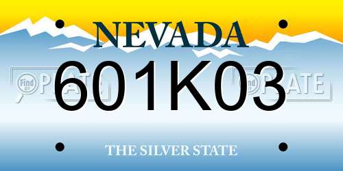 601K03 Nevada License Plate