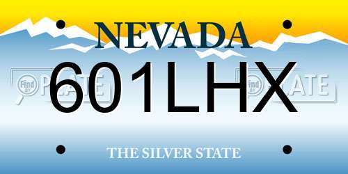 601LHX Nevada License Plate