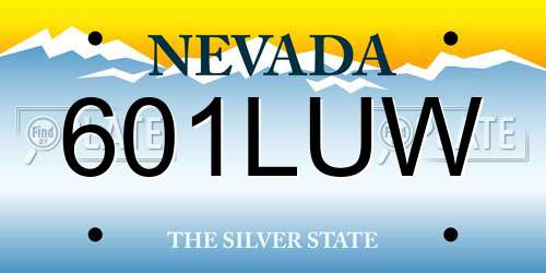 601LUW Nevada License Plate