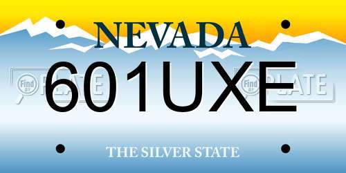 601UXE Nevada License Plate