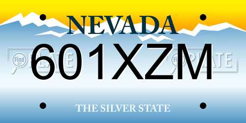 601XZM Nevada License Plate