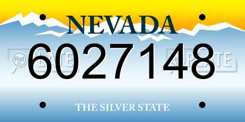 6027148 Nevada License Plate