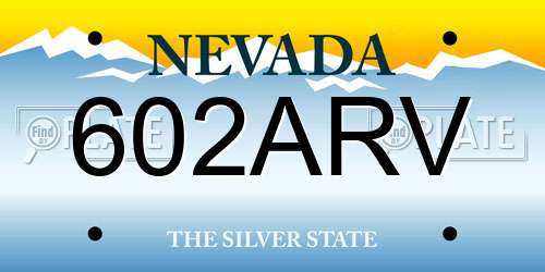 602ARV Nevada License Plate