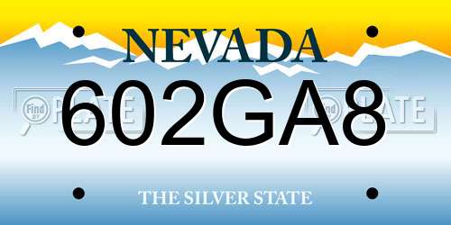602GA8 Nevada License Plate