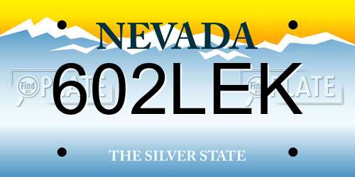 602LEK Nevada License Plate