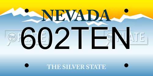 602TEN Nevada License Plate