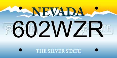 602WZR Nevada License Plate