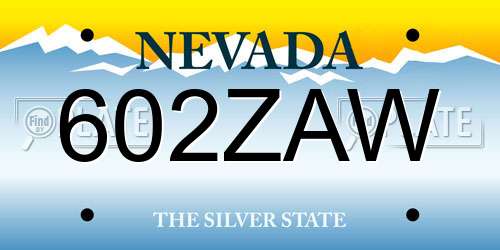 602ZAW Nevada License Plate