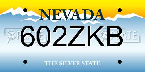 602ZKB Nevada License Plate