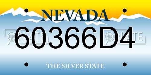 60366D4 Nevada License Plate