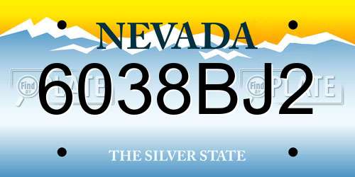 6038BJ2 Nevada License Plate