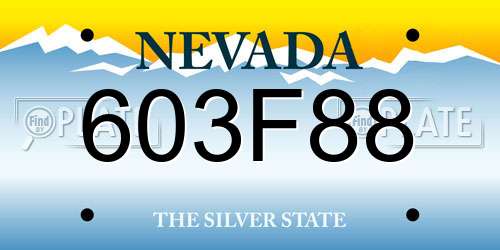 603F88 Nevada License Plate