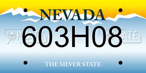 603H08 Nevada License Plate