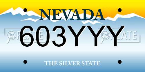 603YYY Nevada License Plate