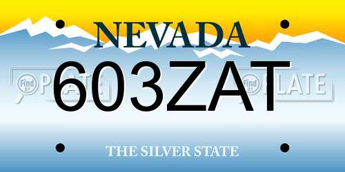 603ZAT Nevada License Plate