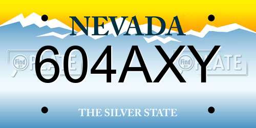 604AXY Nevada License Plate