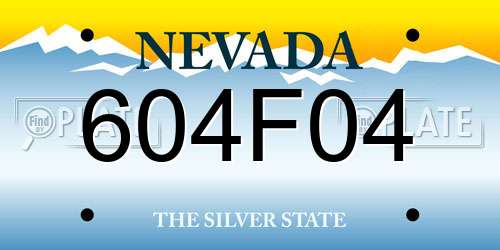 604F04 Nevada License Plate