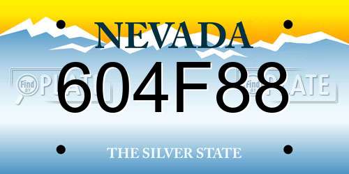 604F88 Nevada License Plate