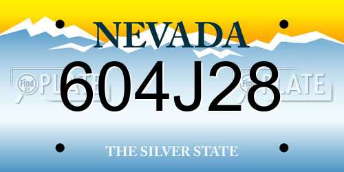 604J28 Nevada License Plate
