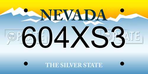 604XS3 Nevada License Plate
