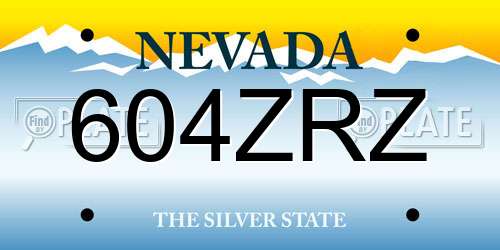 604ZRZ Nevada License Plate