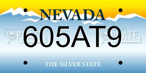 605AT9 Nevada License Plate
