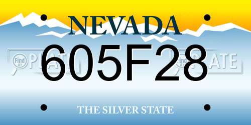 605F28 Nevada License Plate