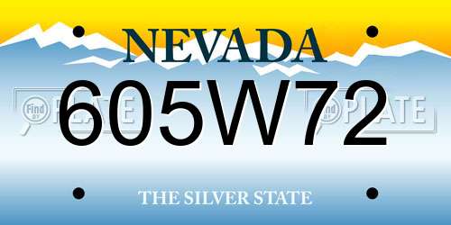 605W72 Nevada License Plate