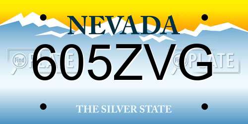 605ZVG Nevada License Plate