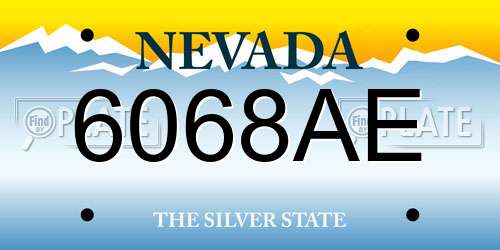 6068AE Nevada License Plate