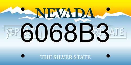 6068B3 Nevada License Plate