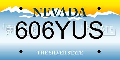 606YUS Nevada License Plate