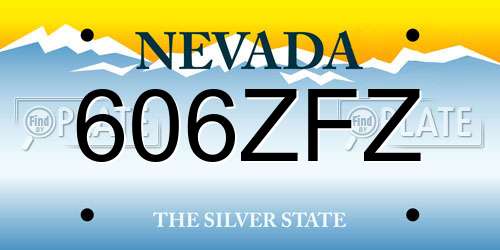 606ZFZ Nevada License Plate