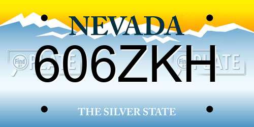 606ZKH Nevada License Plate