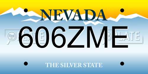 606ZME Nevada License Plate