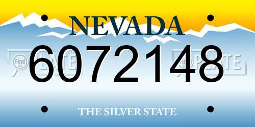 6072148 Nevada License Plate
